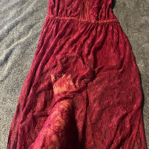 Maroon Romper with Lace Overlay - Picture 3 of 4
